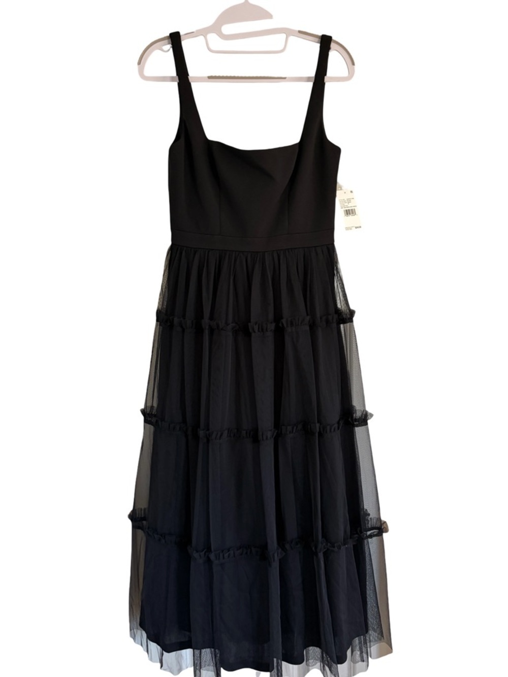 Adrianna Papell NWT Knit And Mesh Midi Dress Black Size 4
